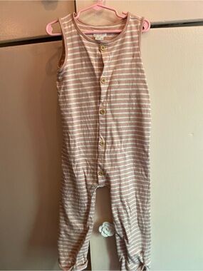 Striped Sleeveless Romper - Pink Cream